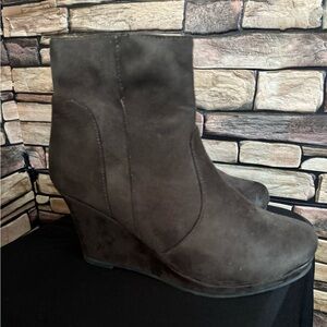 Women's Dark Gray/Brown Wedge Ankle Boots
